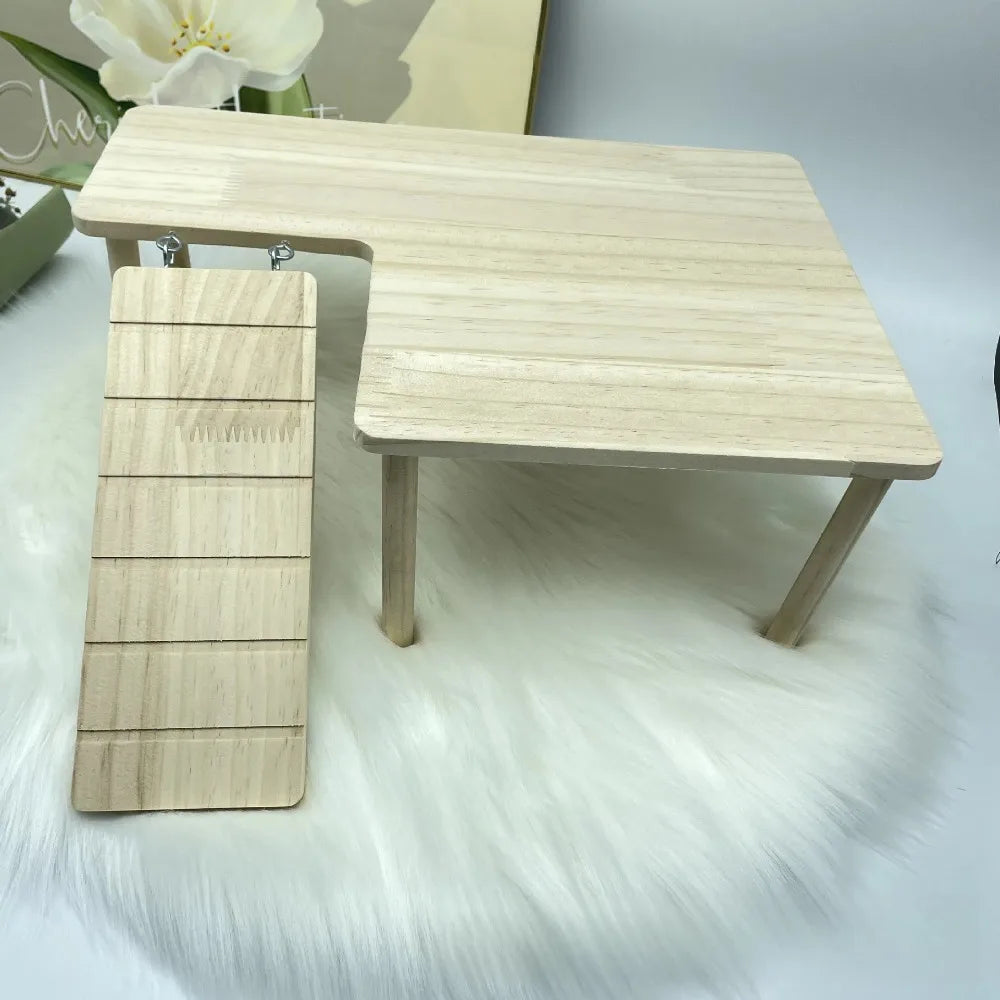 Wooden Hamster Ladder Platform – DIY Cage Stairs Toy Small Pet Cage Toy HIP