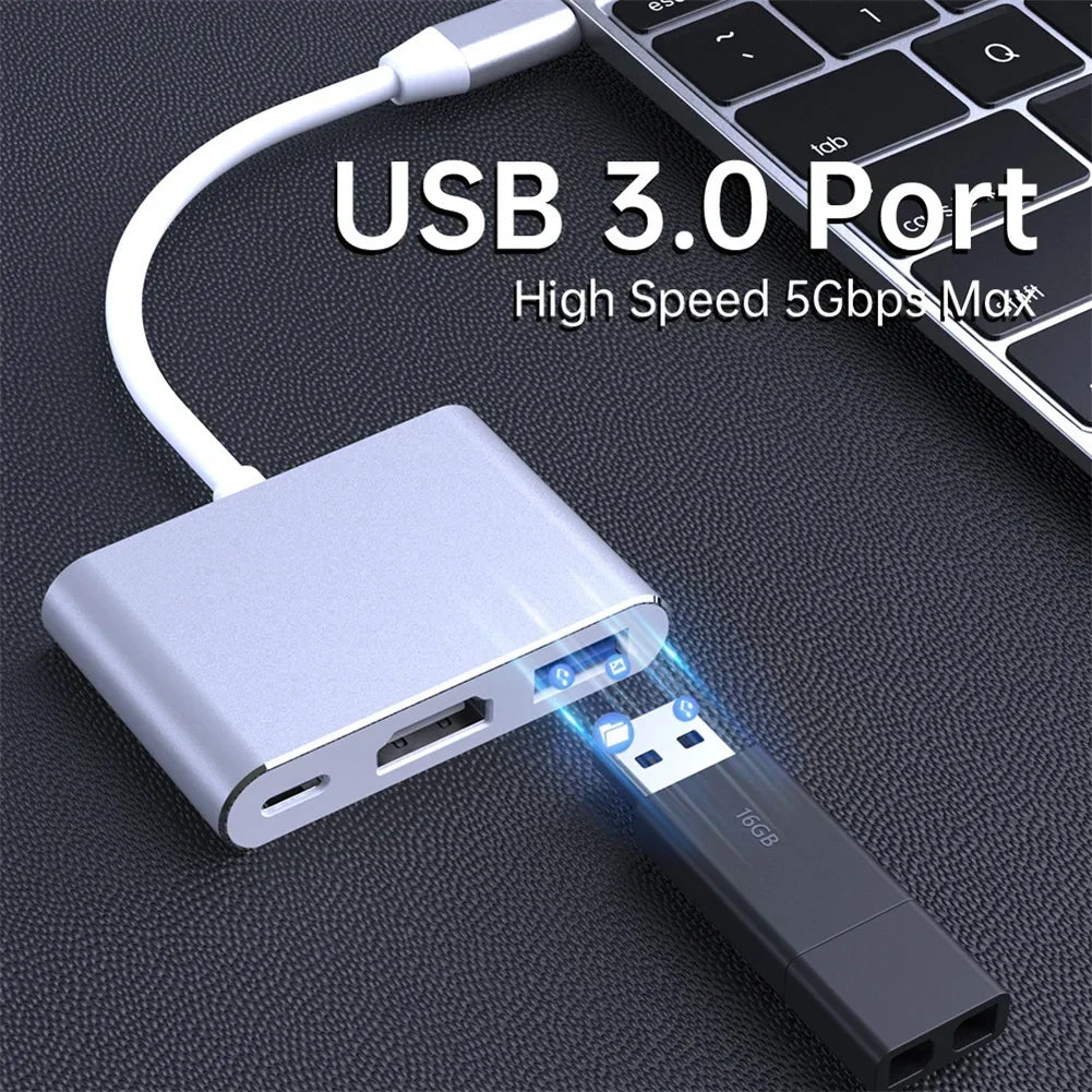 4K USB-C to HDMI Adapter – USB 3.0 Hub & 60W Charging USB-C Multiport Adapter HIP