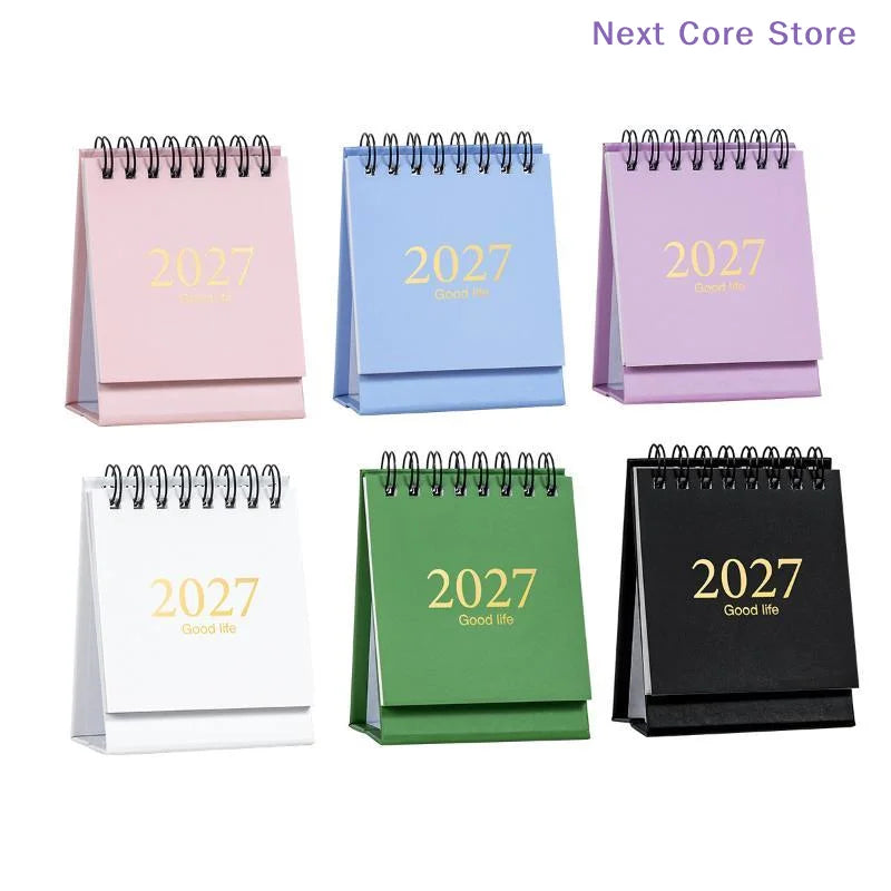 2027 Mini Desk Calendar 18 Months Gold Foil Morandi Colors Mini Desk Calendar HIP
