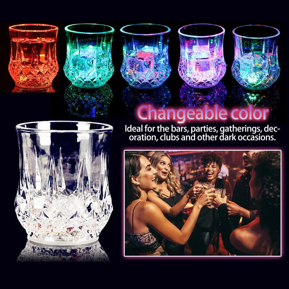 70ml LED Flashing Cup Wine Beer Whisky Mug Transparent Water Beverage Drinking Acrylic Mug Glowing Cup Party Decorative Supplies HIP MULTI 70ml
