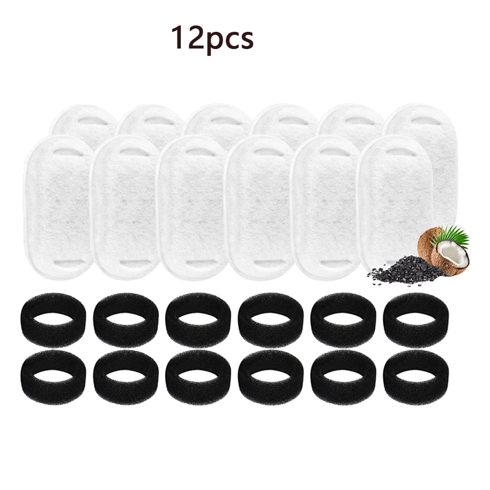 Replacement Filters Cat Water Fountain Filters Element for Stainless Steel Cat Water Fountain Activated Carbon Sponges Filters HIP 12pcs filter