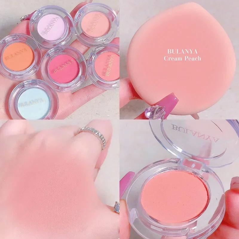 Nude Matte Blush Highlighter Contouring Powder Creamy Monochrome Women Peach Orange Natural Blush Purple Blue Face Brightening HIP
