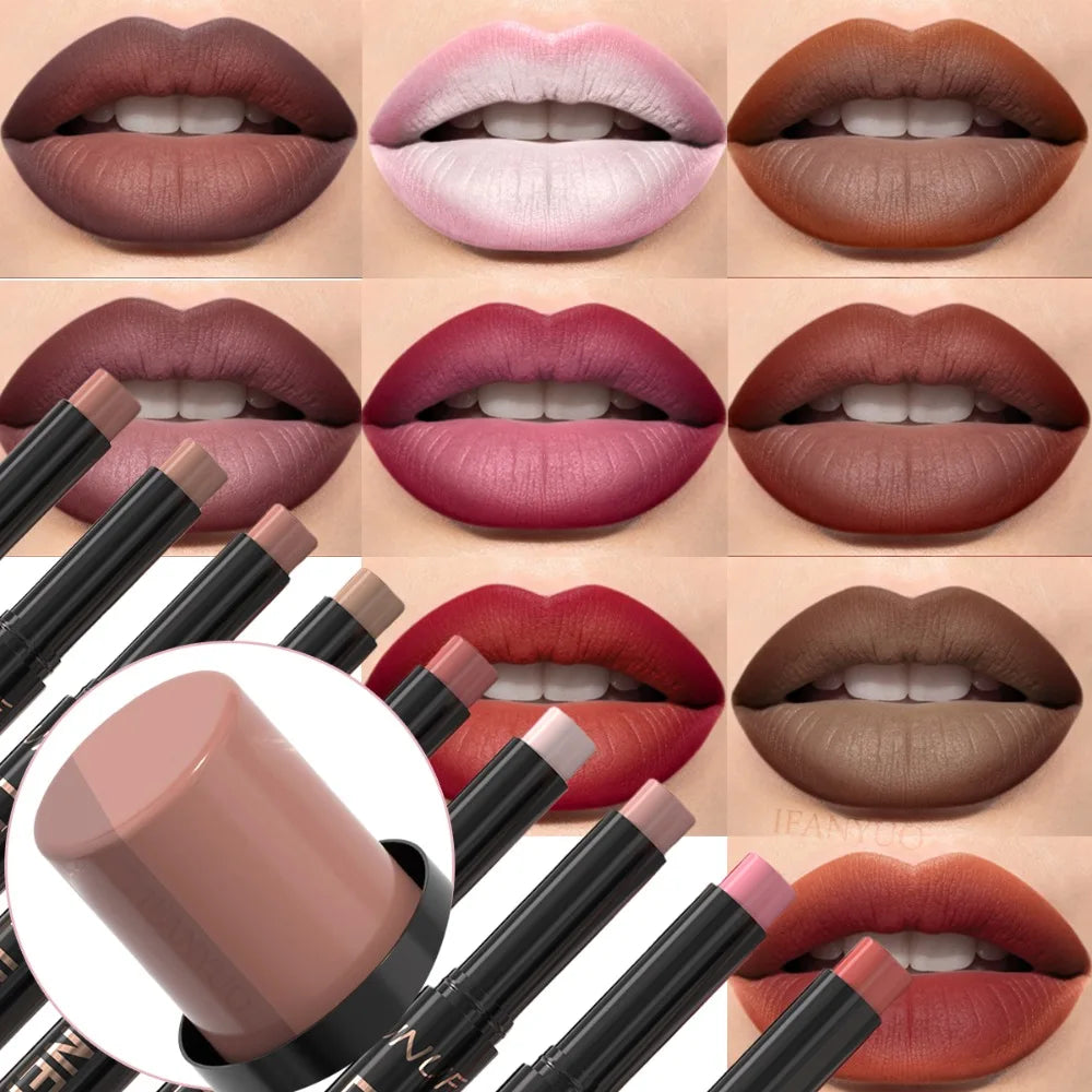 Two-Tone Gradient Lip Liner Lipstick Pen Matte Velvet Nude Pink Lip Makeup Long Lasting High Pigment Smooth Lip Contour Cosmetic HIP