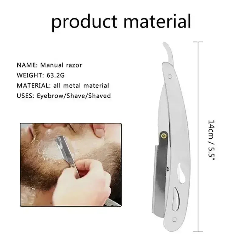 Men's Folding Straight Razor – Stainless Steel Barber Shaver Folding Straight Razor HIP