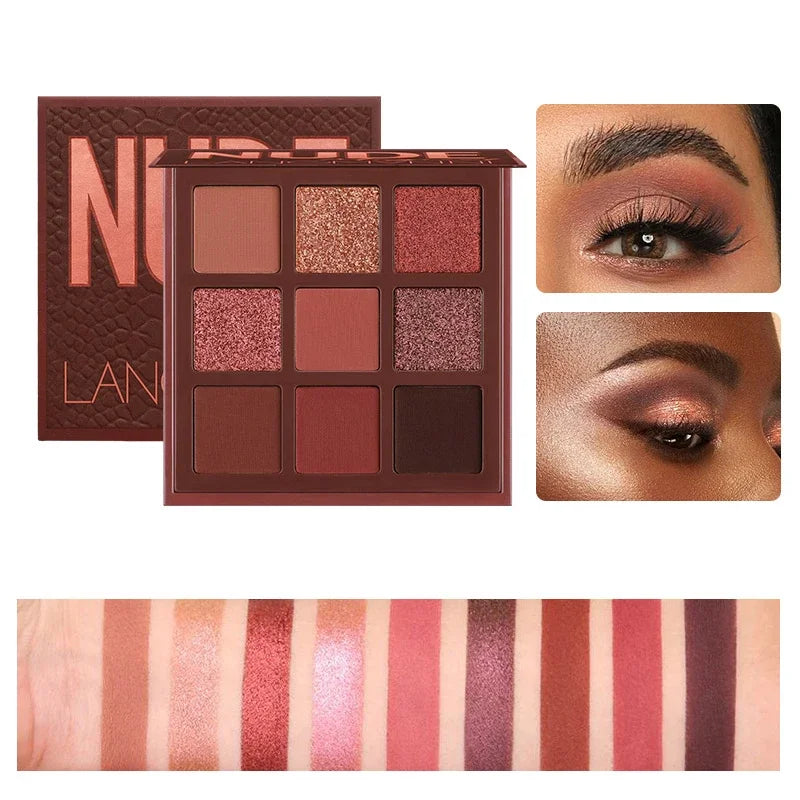 9 Colors Nude Eyeshadow Powder Makeup Palette Matte Shimmer Eye Pigmented Powder Make Up New Warm Earth Color Eyeshadow HIP