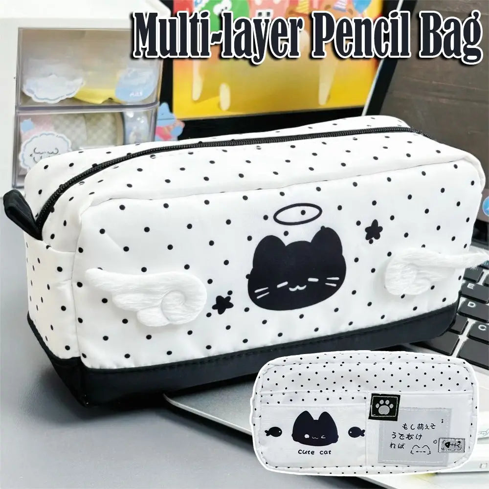 Cute Cat Pencil Case – Large Capacity Multi-Layer Stationery Bag Pencil Case HIP