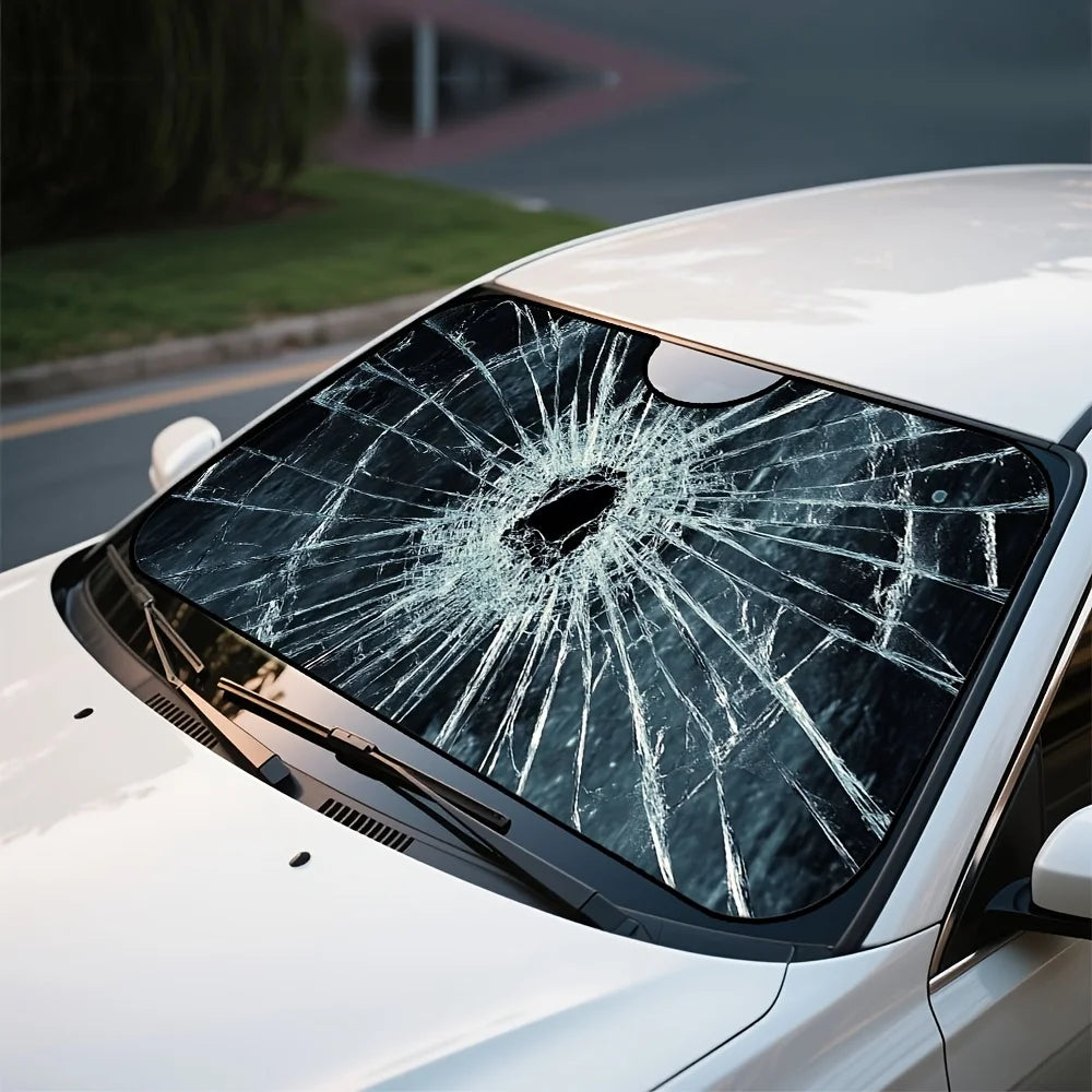 Broken Glass Design Car Windshield Sunshade | Collapsible Car Windshield Sunshade HIP