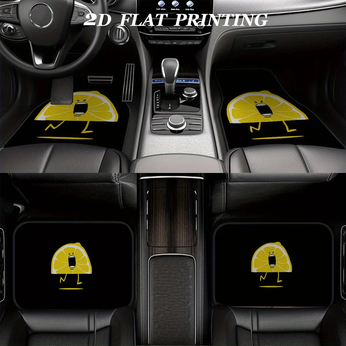 4-Piece Lemon Design Car Floor Mats – Front & Rear Set Car Floor Mats HIP
