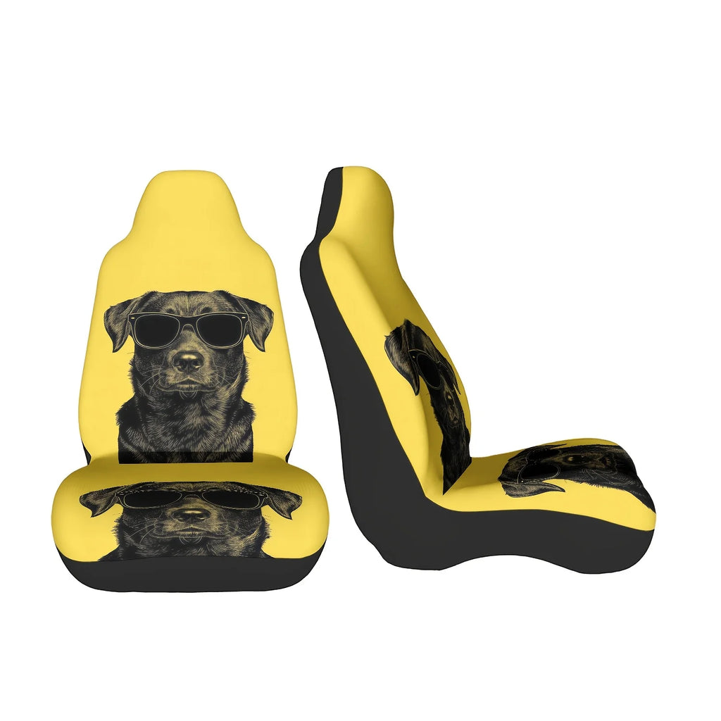 2pc Dog with Glasses Car Seat Covers – Fun & Easy Install Car Seat Covers HIP black