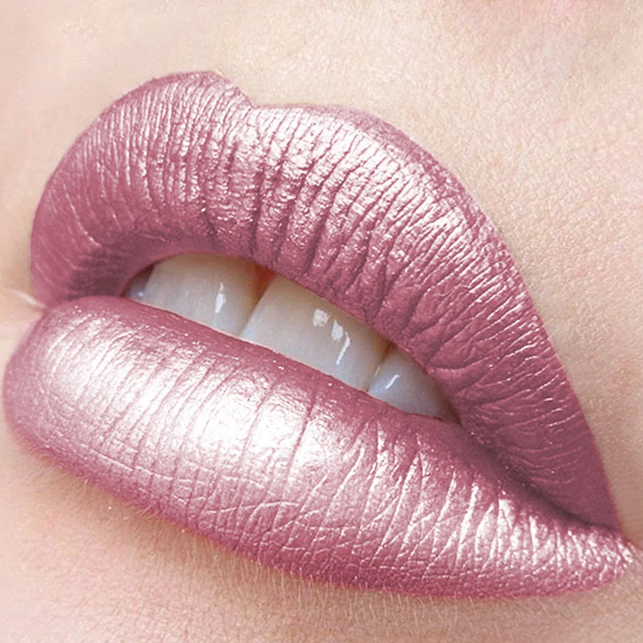 7 Colors Sparkling Metallic Finish Lipstick Hydrating Red Pink Glitter Lip Tint Shine Lip Color Highly Pigmented Lip Makeup Gift HIP