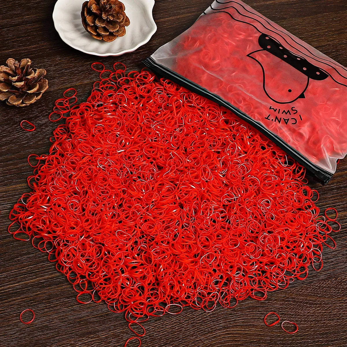 1000-Pc Colorful Mini Elastic Hair Ties for Girls & Kids Kids Hair Ties HIP C45-red 1000pc