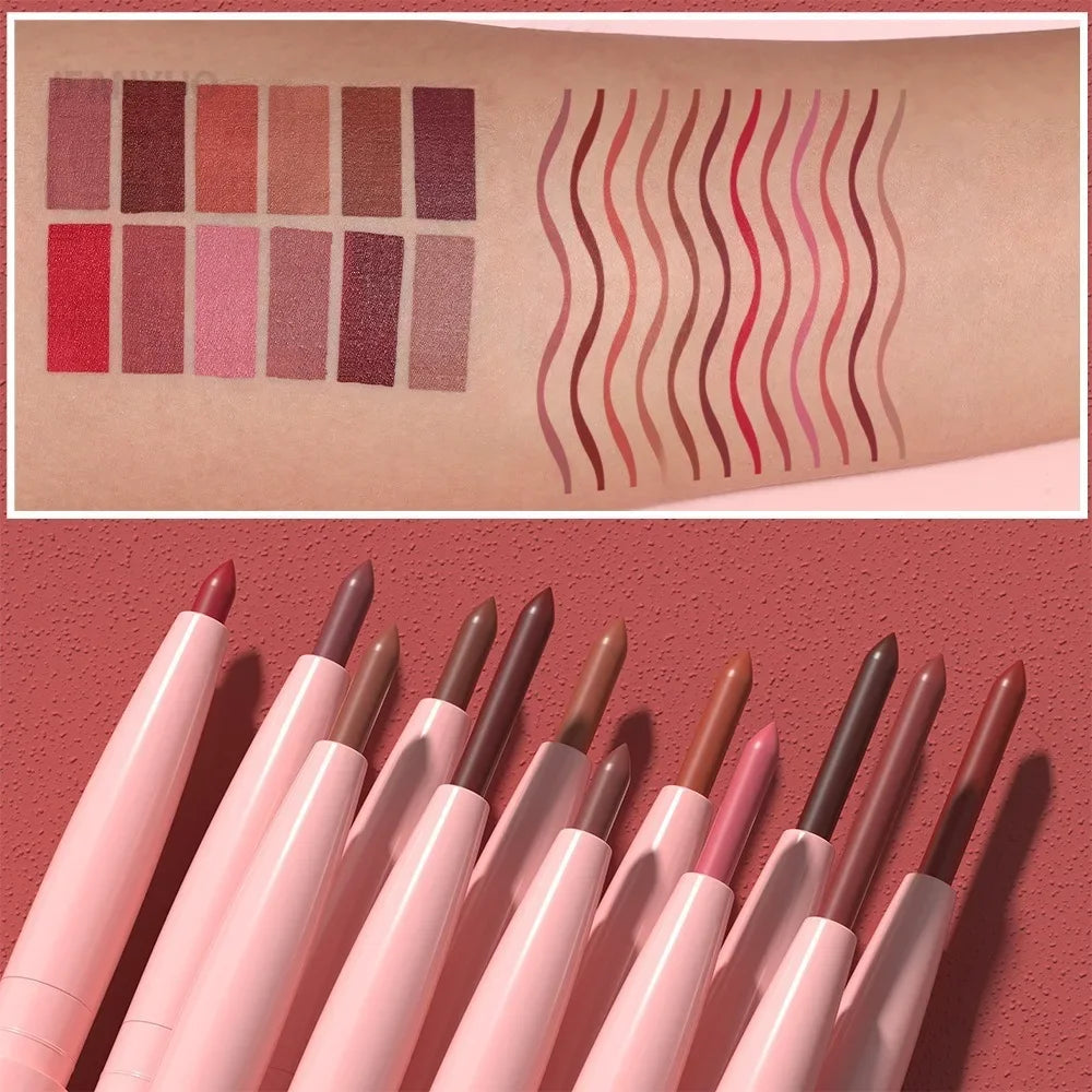 Tapered Nib Lip Liner Pencil Long-Lasting Matte Creamy Plumping Lip Stain Waterproof Natural Nude Brown Slim Lip Liner Makeup HIP