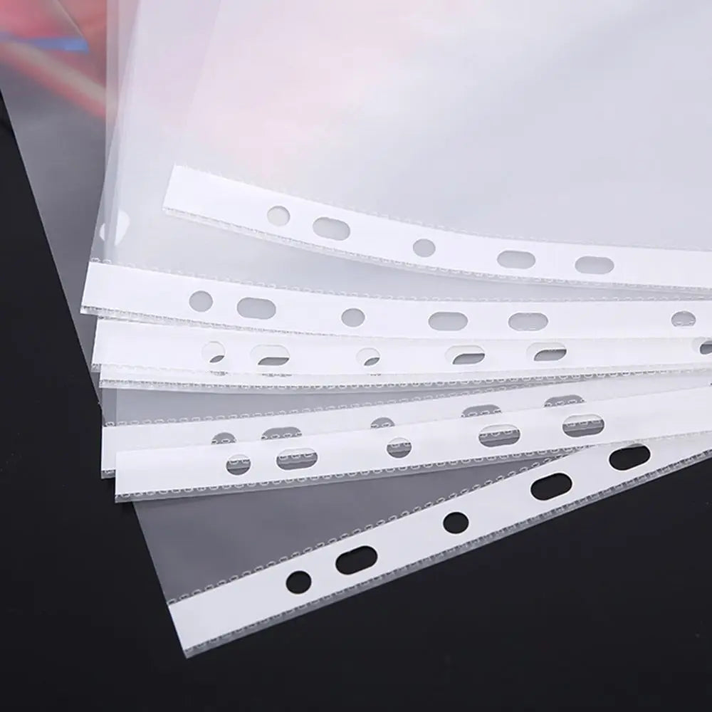 100-Pack A4 Transparent Loose-Leaf File Pockets – 11 Holes Loose-Leaf File Pockets HIP