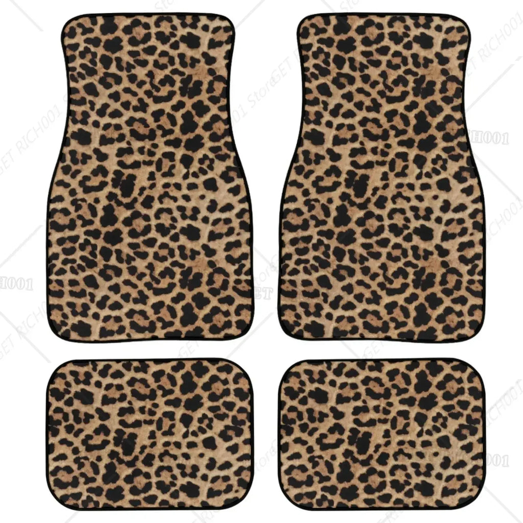 Leopard Print Car Floor Mats – 4-Piece All-Weather Universal Set Car Floor Mats HIP