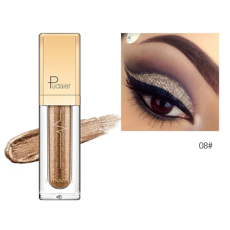 New Make Up Liquid Eyeshadow Waterproof Glitter Pigments Purple Gold Metalic Women Beauty Gel Eye Shadow Cream 18 Colors Makeup HIP 08