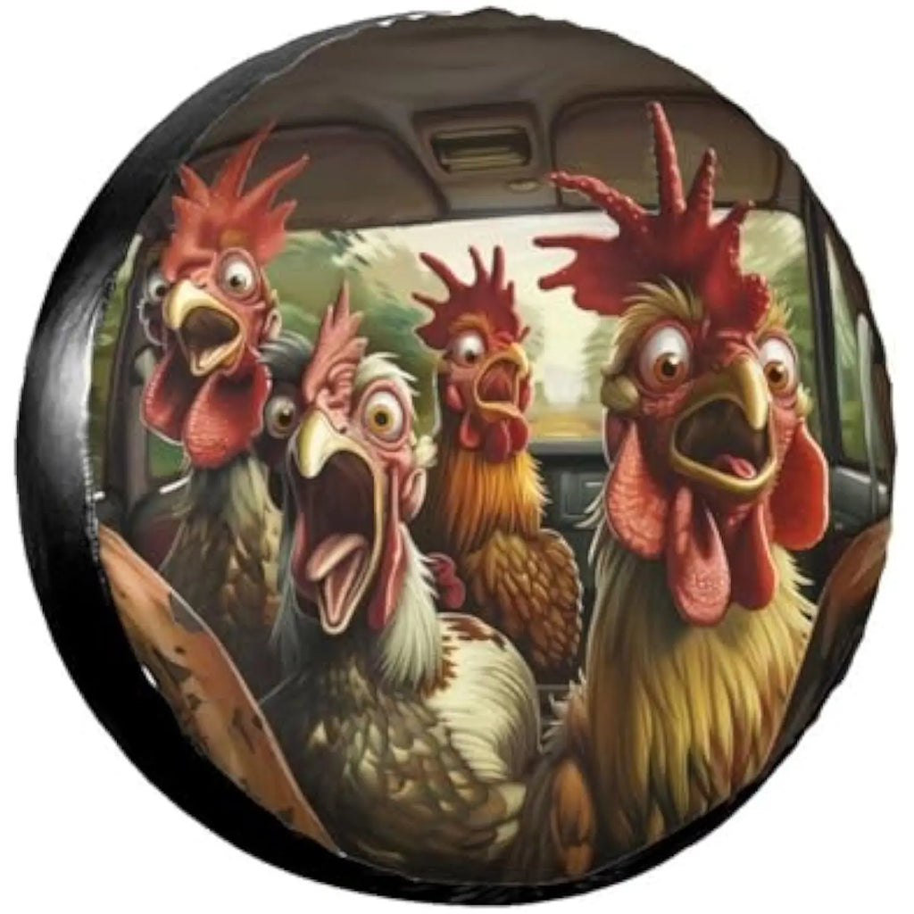 Funny Screaming Chickens Spare Tire Cover – RV SUV Truck Spare Tire Cover HIP