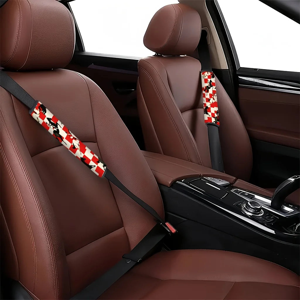 2-Pack Horse & Rider Print Car Seat Belt Shoulder Pad Covers Seat Belt Cover HIP