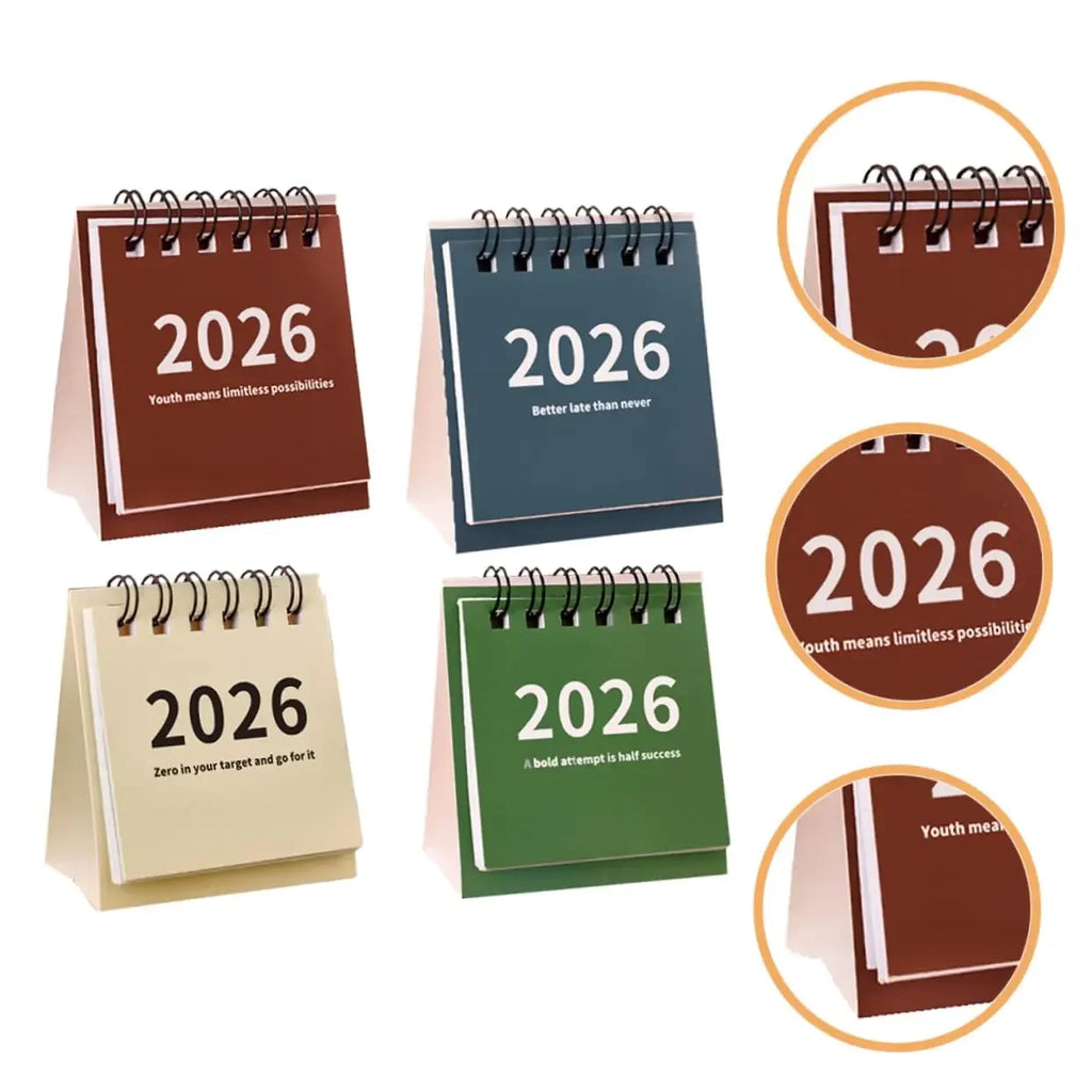 2026 Mini Spiral-Bound Desk Calendar – Office & Desktop Decor Desk Calendar HIP