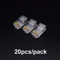 RJ45 Cat6/Cat6e Gold-Plated Network Connector Plugs 20/50/100pk Network Connector Plug HIP 20pcs Other