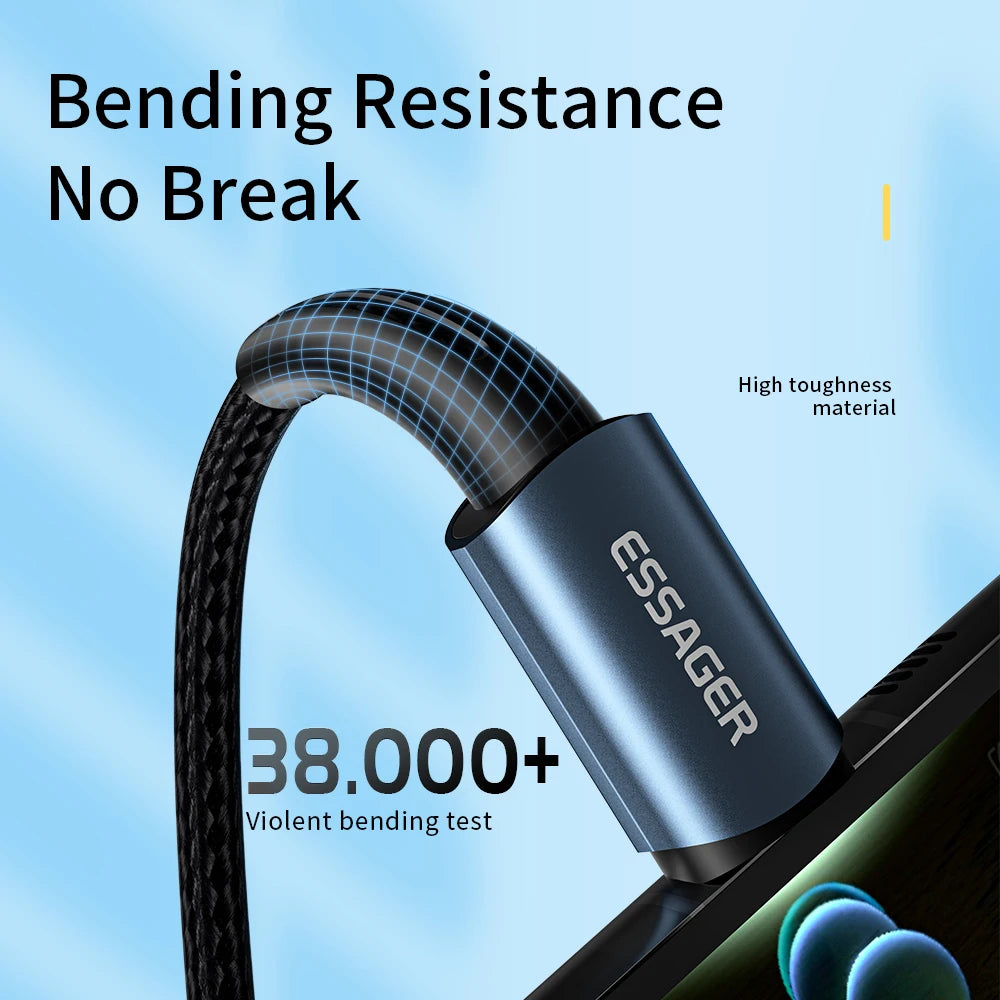 Essager PD 100W USB-C to USB-C Fast Charging Cable with LED USB-C Charging Cable HIP