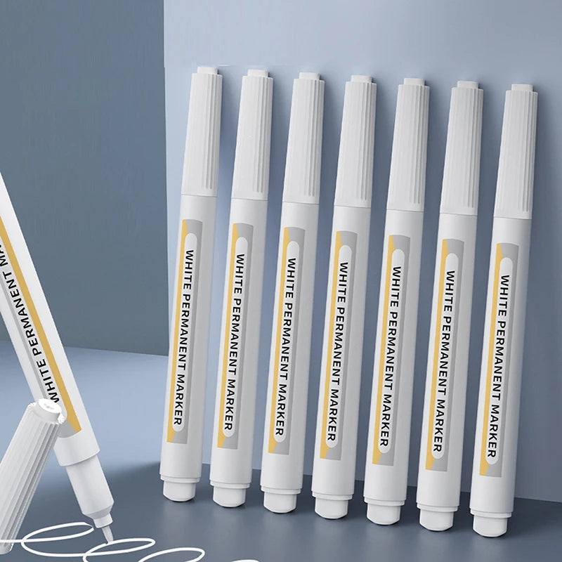 White Marker Pen 2.0mm – Waterproof Oily Ink, All Surfaces White Marker Pen HIP 4PC