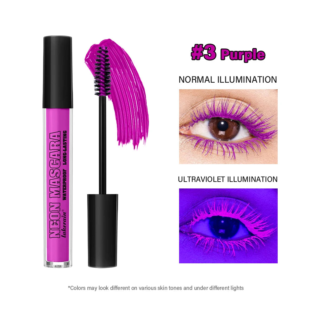 Color Mascara Thick Curl Waterproof Natural Eyelash Long Lasting Blue White Green Pink Luminousk Eye Makeup Korean Cosmetics HIP 3Purple