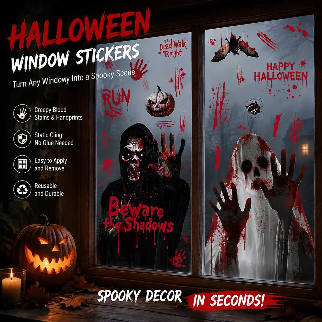 Blood Stains Handprint Mirror Static Stickers Halloween Window Glass Decor For Ghost Festival Party Supplies HIP