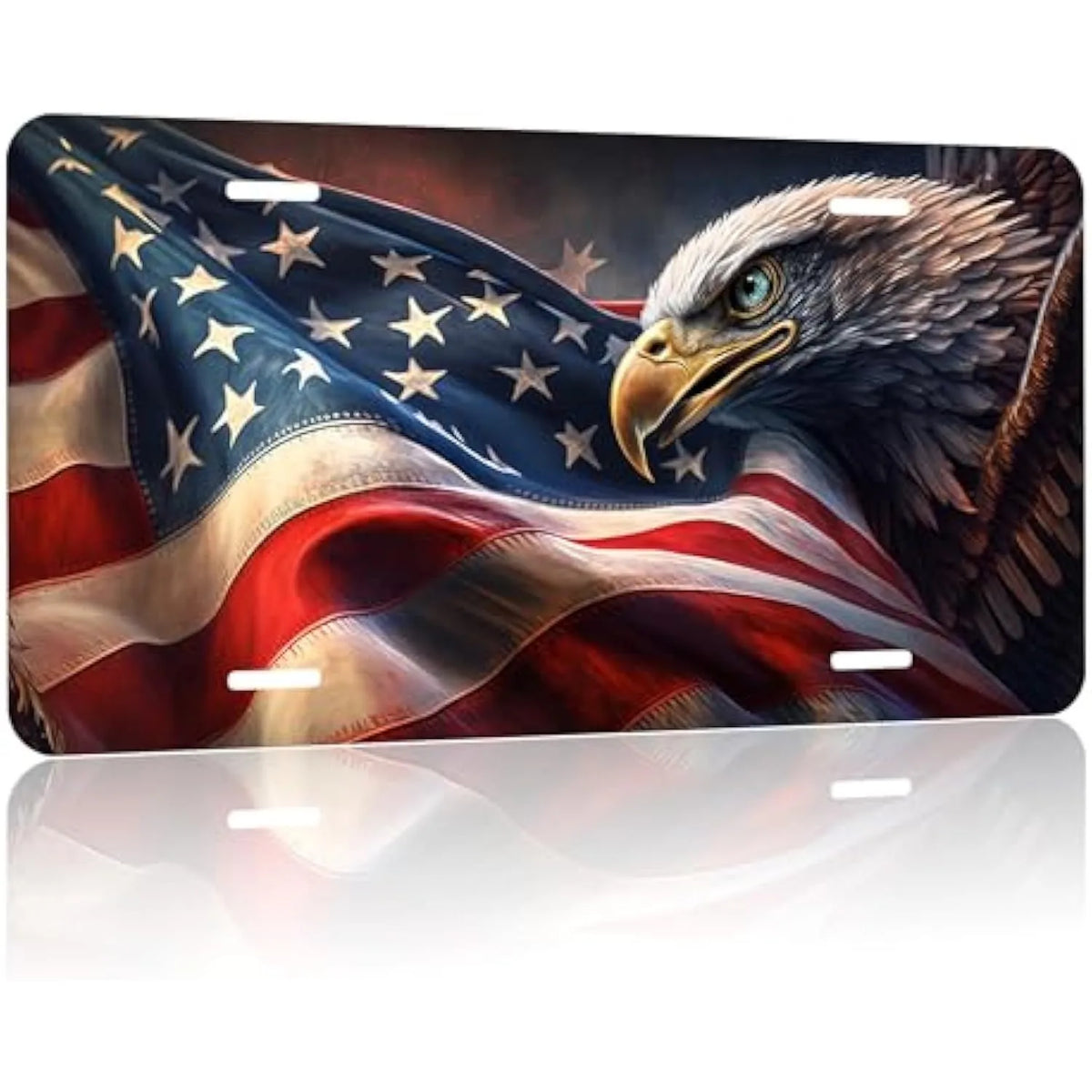 Patriotic Eagle American Flag License Plate – Aluminum Vanity Tag Decorative License Plate HIP 1