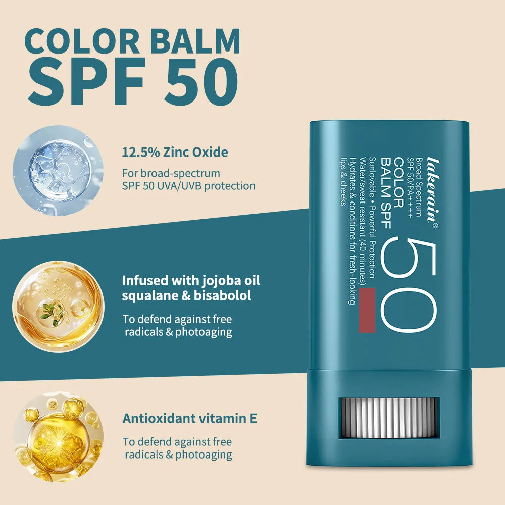 SPF 50 Sun Color Blush Balm Lip & Cheek Tint Hydrating Water Resistant Long Lasting Buildable Blush Natural Makeup HIP