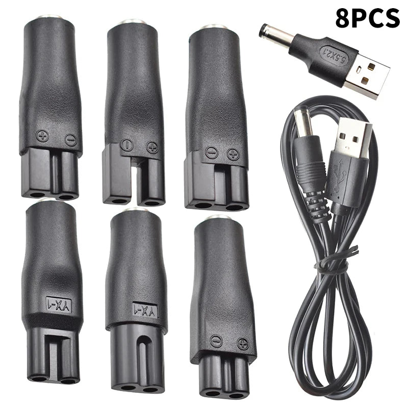 8-Pack 5V USB Replacement Charger Cable for Shavers & Clippers USB Charger Adapter HIP A3