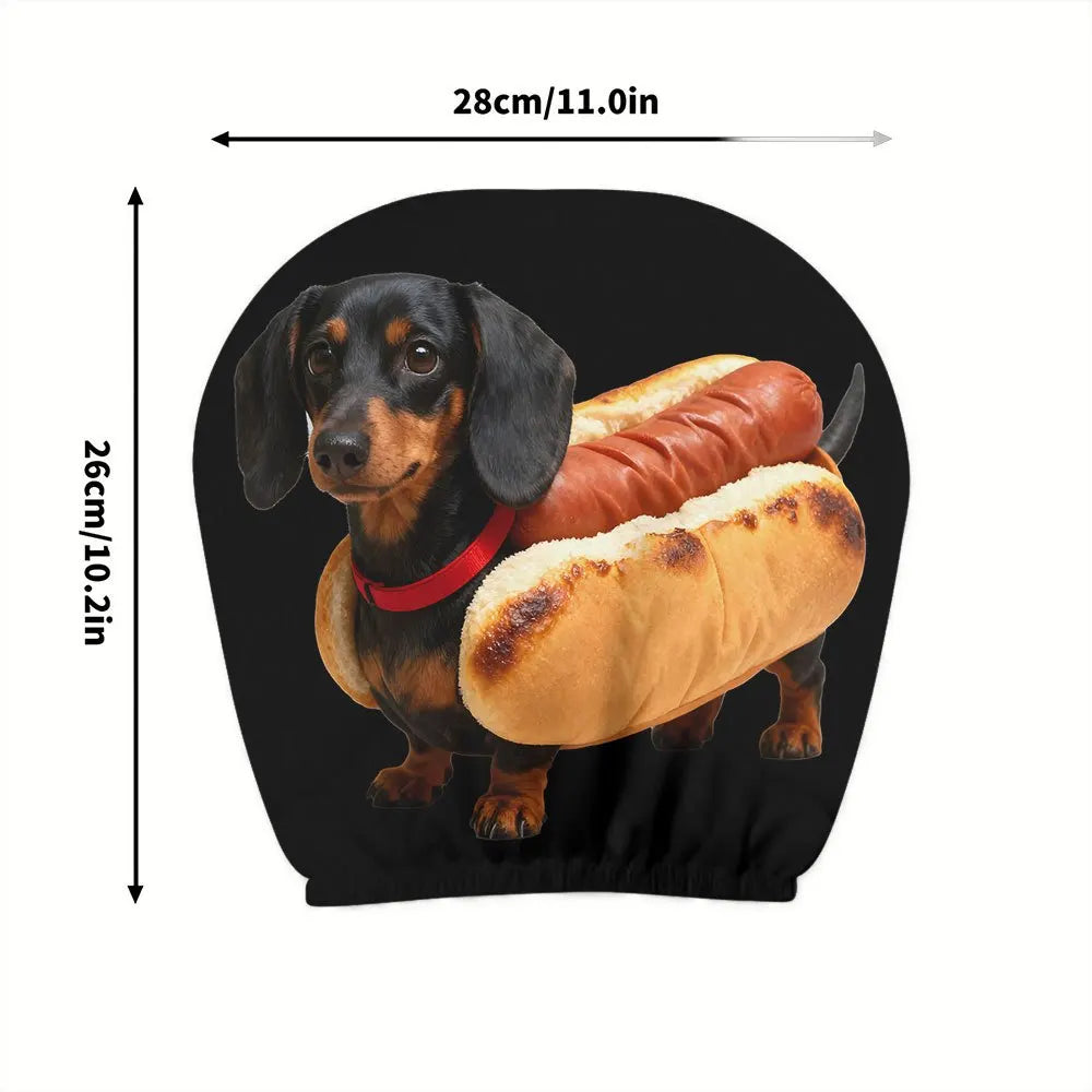 Dachshund Car Headrest Covers – 2-Pack Funny Dog Print Car Headrest Cover HIP