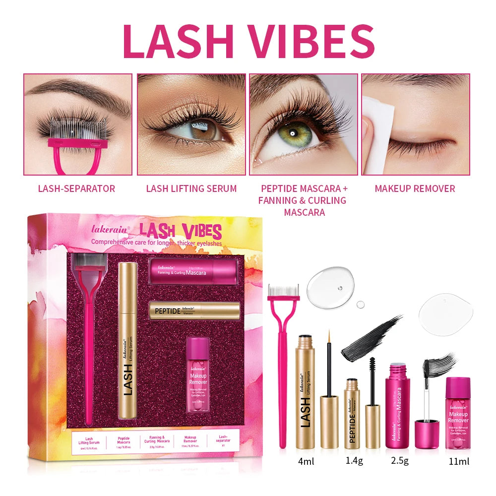 4Pcs/Set Fast Growth Eyelash Serum Treatment Lengthening Curling Mascara Lash Separator Curly Lash Kit Eye Care Makeup Cosmetic HIP 1set