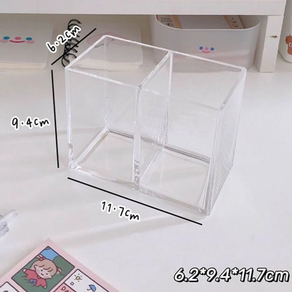Transparent Acrylic 3-Grid Pen Holder & Desk Organizer Acrylic Desk Organizer HIP Transparent-2 Grids