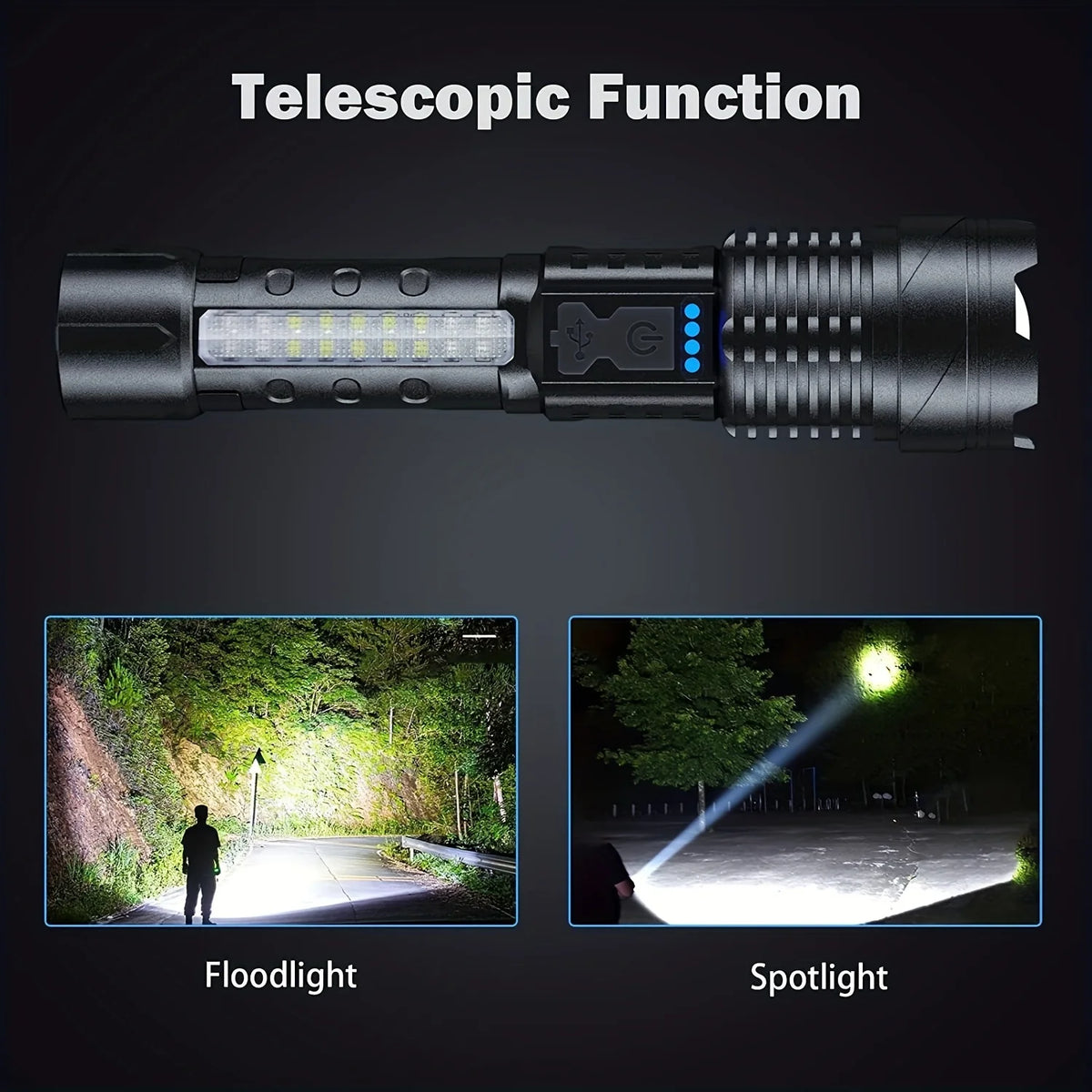 ESMARTER 30W LED Flashlight 1000 Lumens Rechargeable Zoomable LED Flashlight Torch HIP