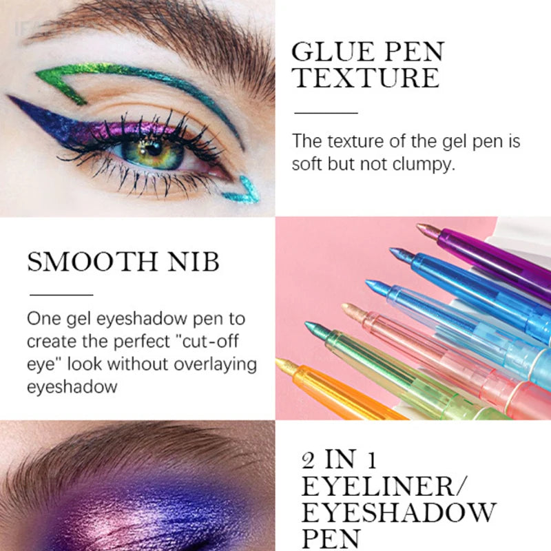 Shiny Chameleon Metallic Yellow Eyeliner Gel Pen Eyeshadow Multicolor Eye Liner Pearlescent Polarized Glitter Eye Pigment Makeup HIP