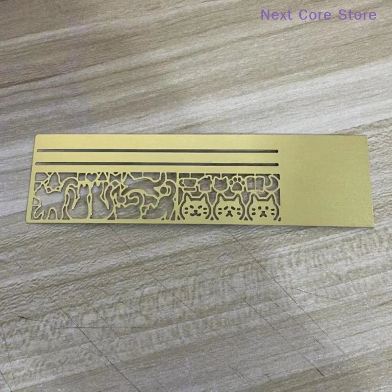 Cute Cat Brass Ruler Bookmark – 2-in-1 Measuring & Stencil Ruler Bookmark HIP