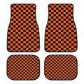 Black & Orange Checkerboard Car Floor Mats – 4 Pc Universal Car Floor Mats HIP 1 one size
