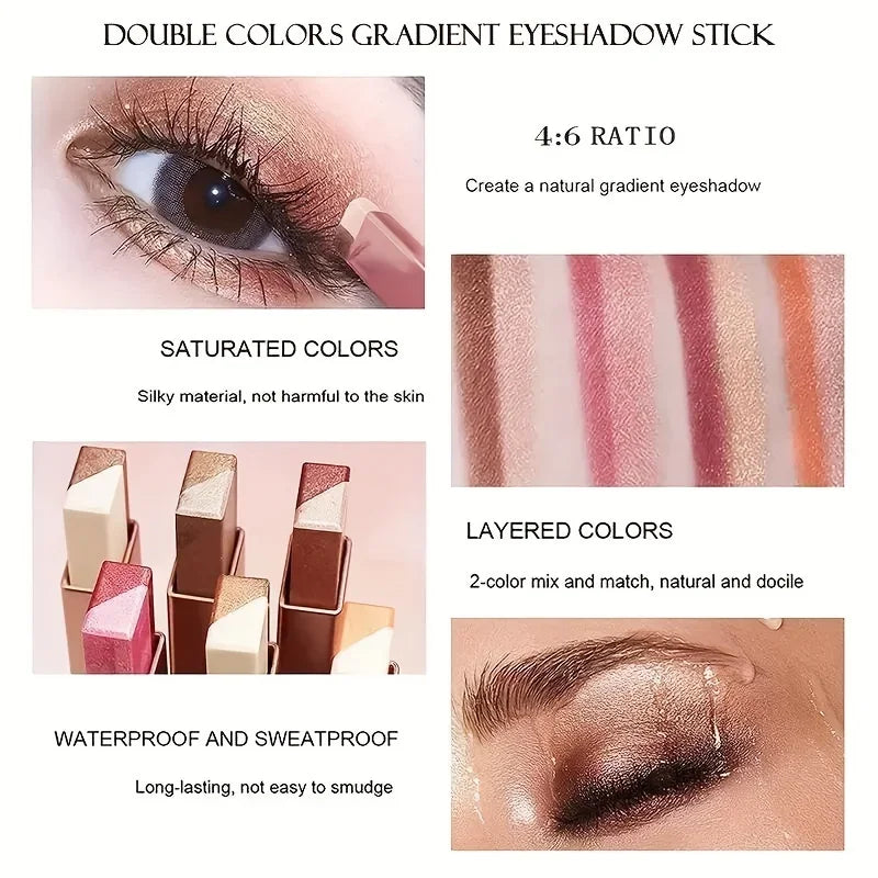 Two-Color Gradient Eyeshadow Stick – Shimmer & Waterproof Eyeshadow Stick HIP