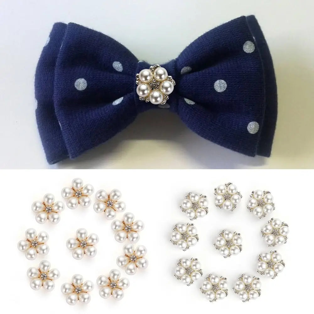 10-Pack Flower Pearl Rhinestone Buttons – DIY Wedding Craft Craft Buttons HIP