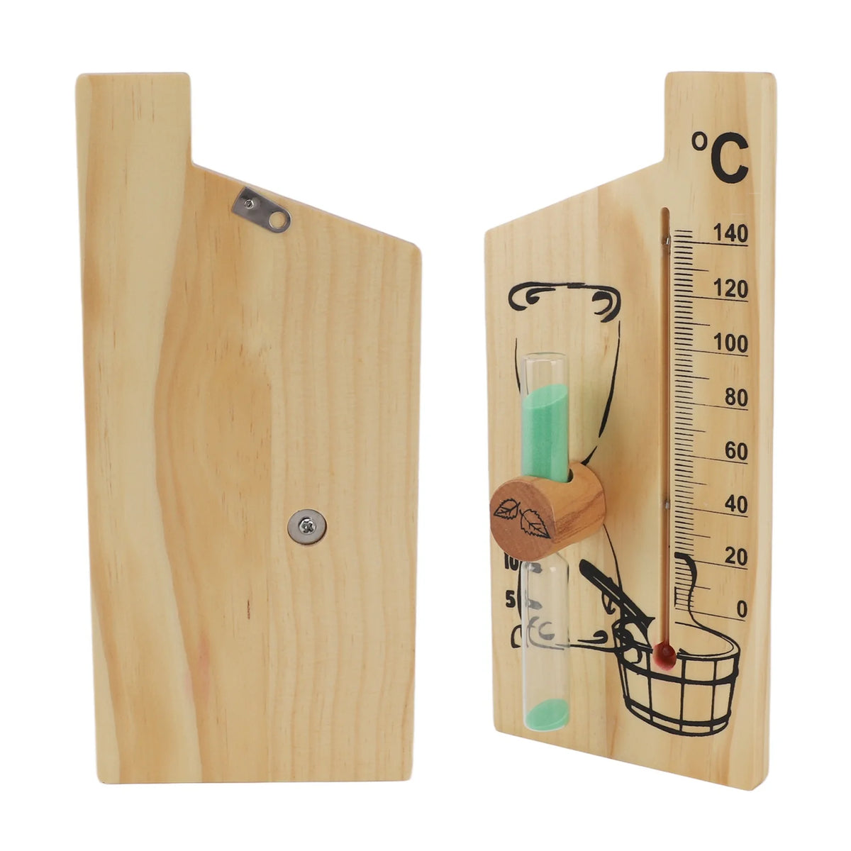 Sauna Thermometer Hourglass 0 To 140 Celsius Degree Sauna Temperature Gauge Sand Timer Golden 15 Minute Timing Wood for Hotel HIP