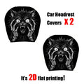 Gothic Skeleton Cat Car Headrest Covers & Neck Pillows – 2pc Car Headrest Cover HIP black