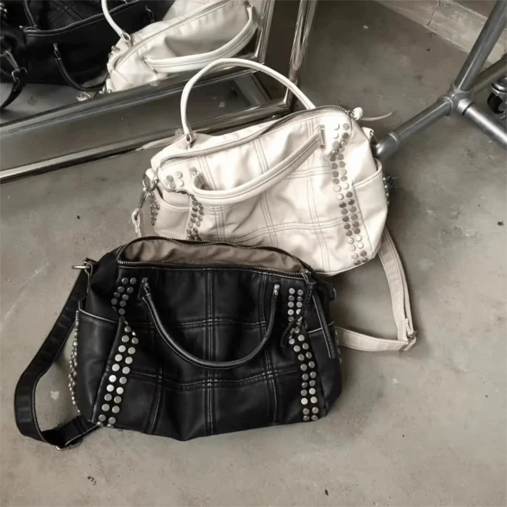 Y2K Rivet Tote Bag – Large Capacity Detachable Shoulder Strap Rivet Tote Bag HIP