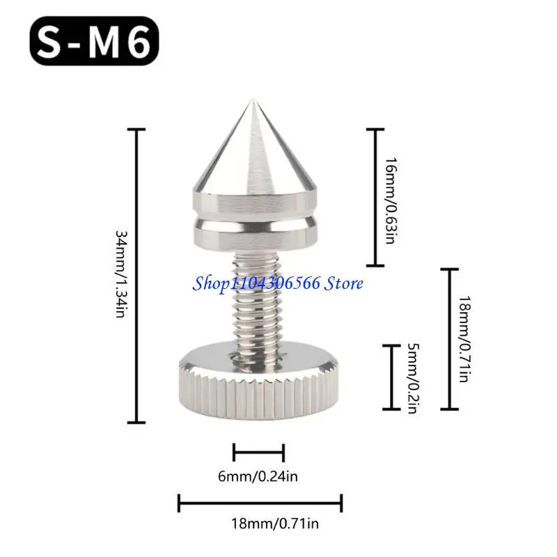 Silver Speaker Isolation Spikes – HiFi Metal Feet Pads Set Speaker Isolation Spikes HIP
