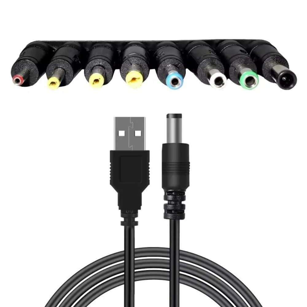 USB to DC Universal Power Cable – 8 Connector Tips | 5V DC Power Cable HIP