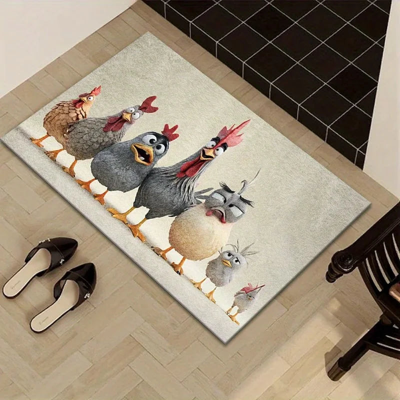 Funny Chicken Rooster Doormat – Non-Slip Washable Floor Mat Novelty Doormat HIP 1 40x60cm-Felt