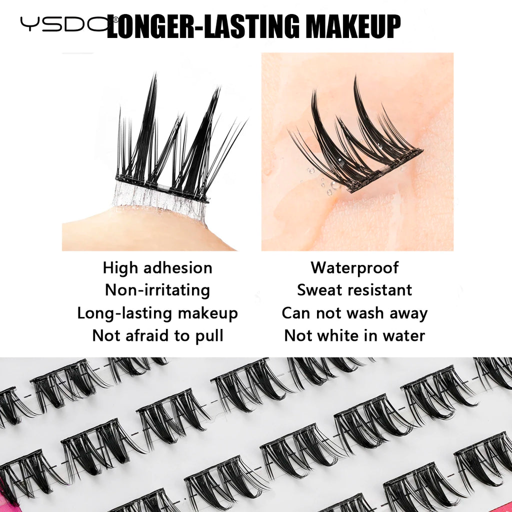 YSDO 90/100PCS Individual Eyelashes No Glue Needed Self Adhesive DIY Cluster Lashes Makeup Tool False Lashes Extension Faux CIls HIP
