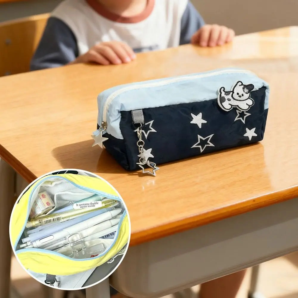 Large Capacity Pencil Case – Cute Dog Design with Pendant Pencil Case HIP