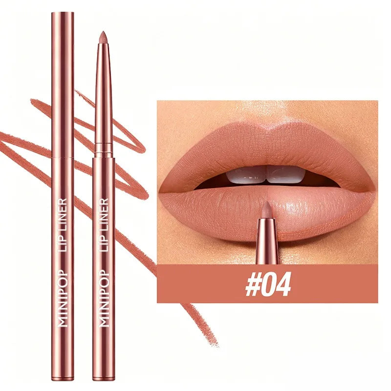 12 Colors Matte Lip Liner，Waterproof, Durable, Easy to Color, Long-Lasting,Full Plump Lip Shape Contour ，Lip Outline Cosmetic HIP 04