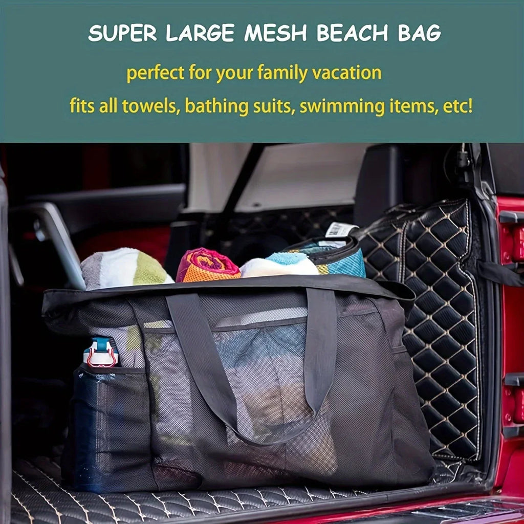 Extra Large Mesh Beach Bag – Multi-Pocket Tote for Gym & Travel Mesh Tote Bag HIP