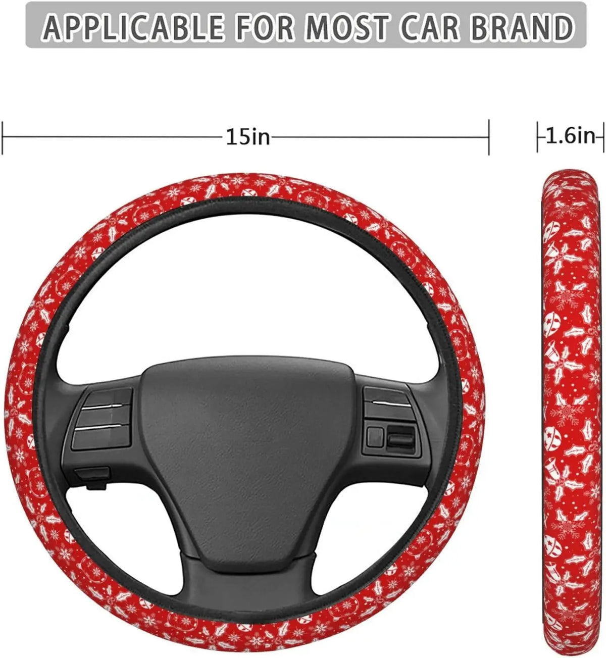 Christmas Elastic Steering Wheel Cover – Anti-Slip Neoprene Steering Wheel Cover HIP